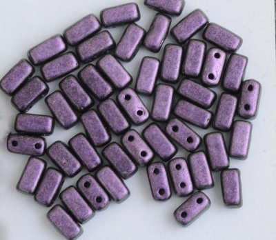 Brick Purple Jet Polychrome Blackcurrant 23980-94101 Czech Mates Beads x 50